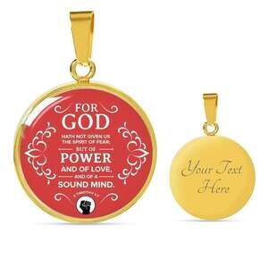 Power Of God 2 Timothy 1:7 Personalized Engraved Gold Circle Necklace Custom Na